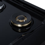 Ambassador 36" Gas Cooktop in Black, 6 Sealed burners, 71,000 BTU Output, 1 Antique Brass Dual-Ring Burner, Continuous Cast Iron Grates - BonPrix Électroménagers