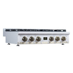 Ambassador 36" Gas Cooktop in White, 6 Sealed burners, 71,000 BUT Output, 1 Antique Brass Dual-Ring Burner, Continuous Cast Iron Grates - BonPrix Électroménagers