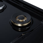 Ambassador 48" Gas Cooktop in Black, 8 Sealed burners, 94,000 BUT Output, 2 Antique Brass Dual-Ring Burners, Continuous Cast Iron Grates - BonPrix Électroménagers