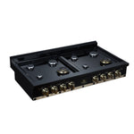 Ambassador 48" Gas Cooktop in Black, 8 Sealed burners, 94,000 BUT Output, 2 Antique Brass Dual-Ring Burners, Continuous Cast Iron Grates - BonPrix Électroménagers