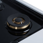 Ambassador 48" Gas Cooktop in White, 8 Sealed burners, 94,000 BUT Output, 2 Antique Brass Dual-Ring Burners, Continuous Cast Iron Grates - BonPrix Électroménagers