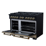 Ambassador 48" Gas Range in Black, 8 Sealed Burnes, 94 000 BTU Cooktop Output, 6.7 Cu.Ft. Double Oven, Telescopic Racks - BonPrix Électroménagers