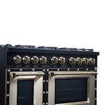 Ambassador 48" Gas Range in Black, 8 Sealed Burnes, 94 000 BTU Cooktop Output, 6.7 Cu.Ft. Double Oven, Telescopic Racks - BonPrix Électroménagers
