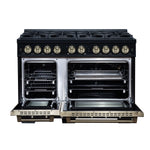 Ambassador 48" Gas Range in Black, 8 Sealed Burnes, 94 000 BTU Cooktop Output, 6.7 Cu.Ft. Double Oven, Telescopic Racks - BonPrix Électroménagers