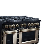Ambassador 48" Gas Range in Black, 8 Sealed Burnes, 94 000 BTU Cooktop Output, 6.7 Cu.Ft. Double Oven, Telescopic Racks - BonPrix Électroménagers