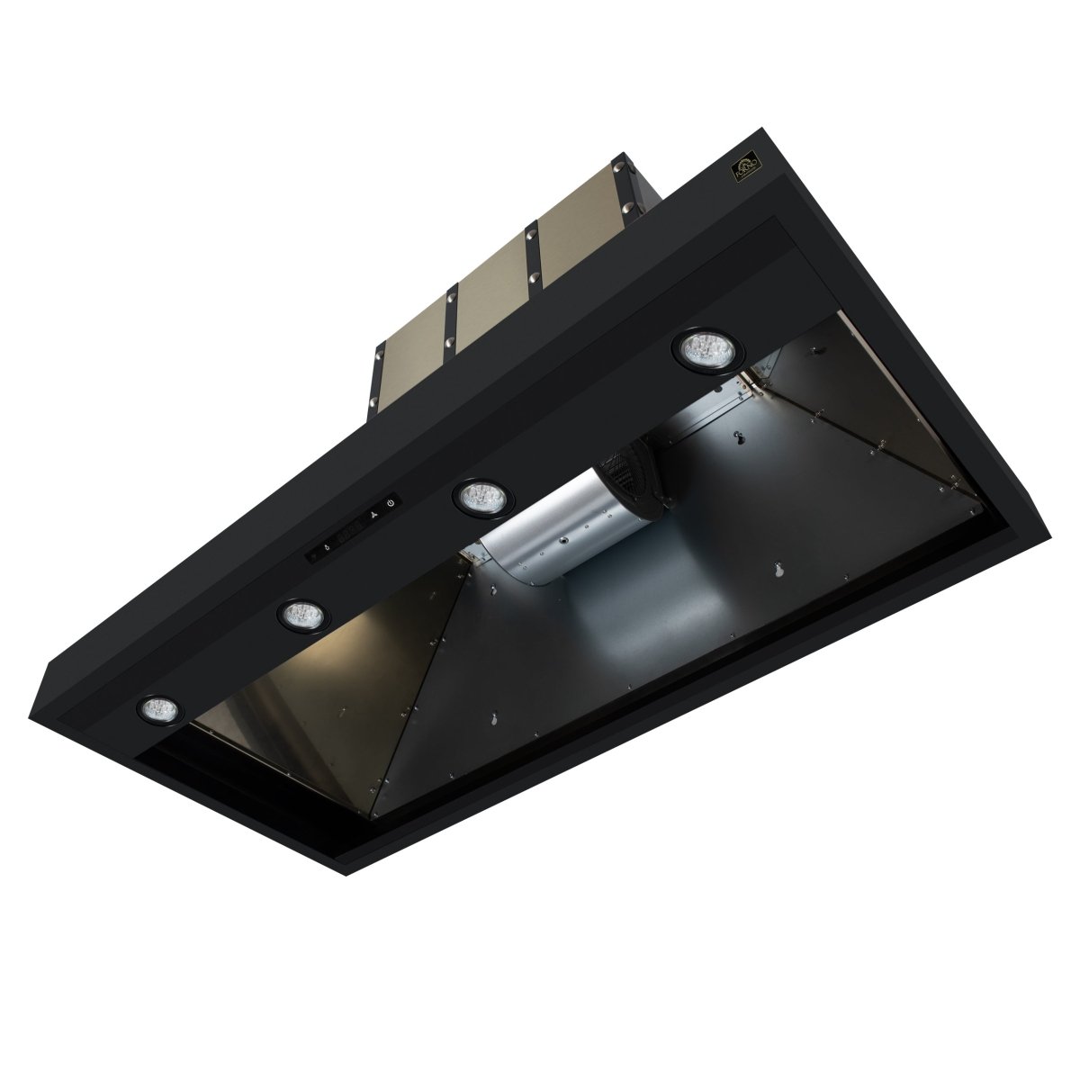 Ambassador 48" Range Hood in Black with 304 CFM, 3 speeds, Dishwasher safe Baffle filters, LED Lights and Remote Control - BonPrix Électroménagers