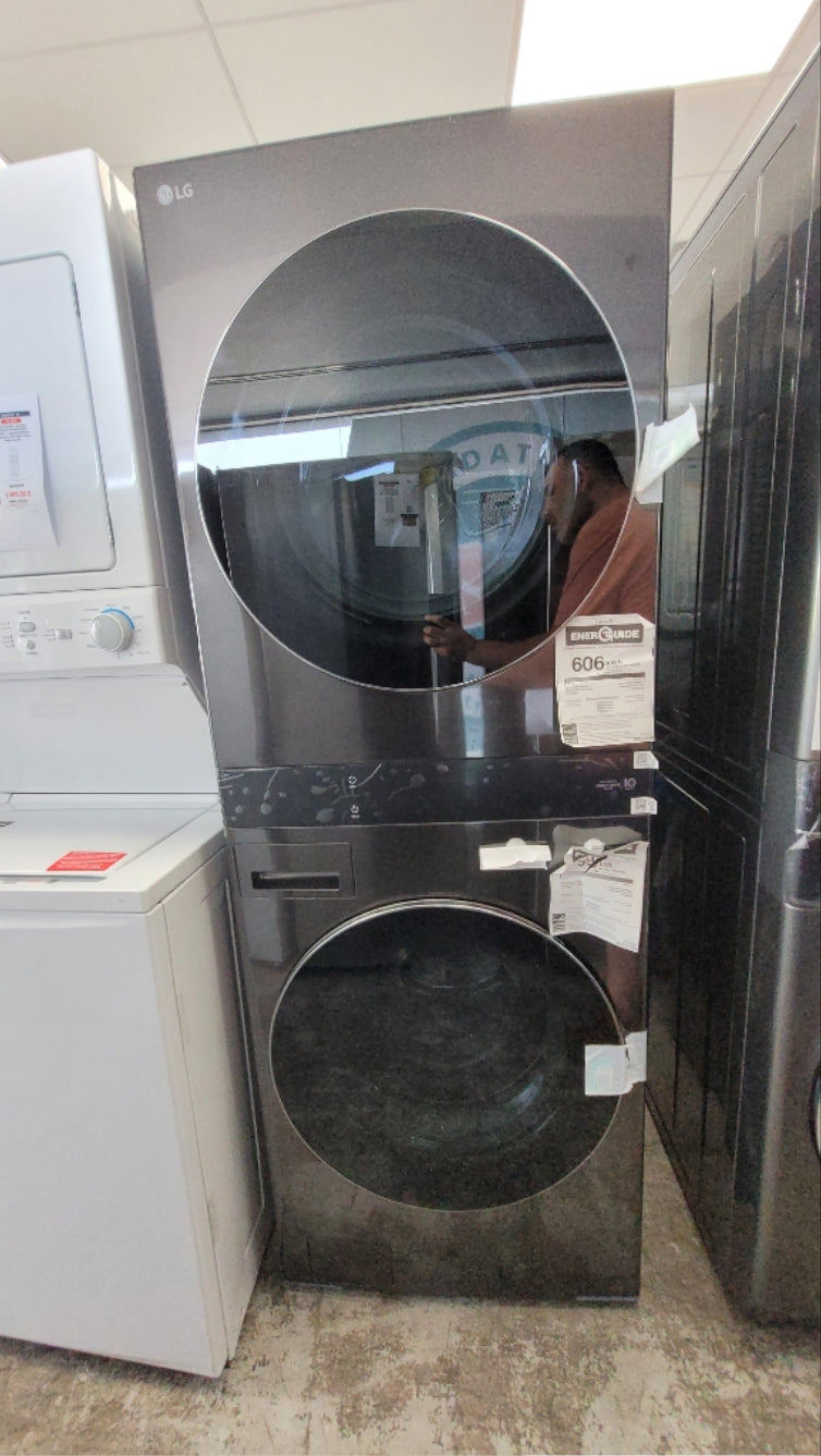 WKEX300HBA - LAVEUSE SÉCHEUSE SUPERPOSÉES - LG - Laveuse/sécheuse superposées - Électrique - Acier inoxydable noir - Boîte Ouverte