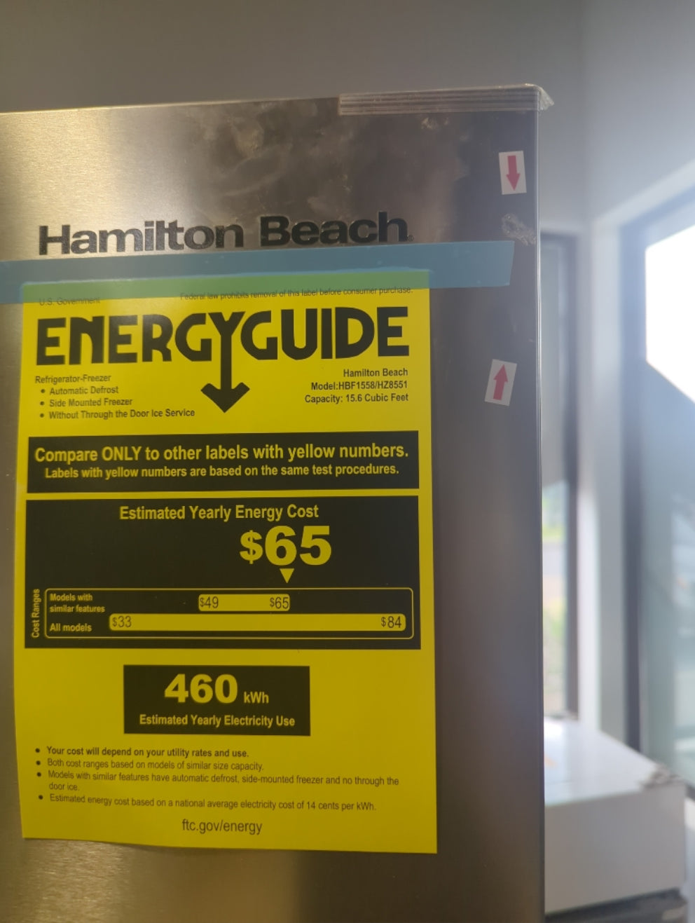 HBF-1558 - RÉFRIGÉRATEURS - Hamilton Beach - côte à côte - Acier inoxydable - Boîte Ouverte