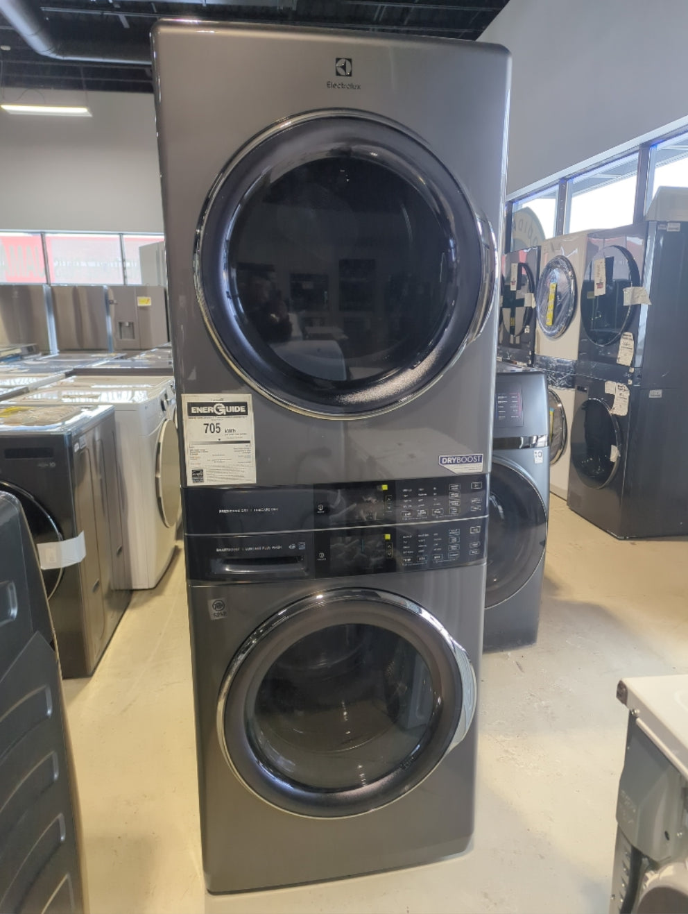 ELTE760CAT - LAUNDRY CENTERS - Electrolux - Stacked Washer/Dryer - Electric - Titanium - Open Box - BonPrix Électroménagers