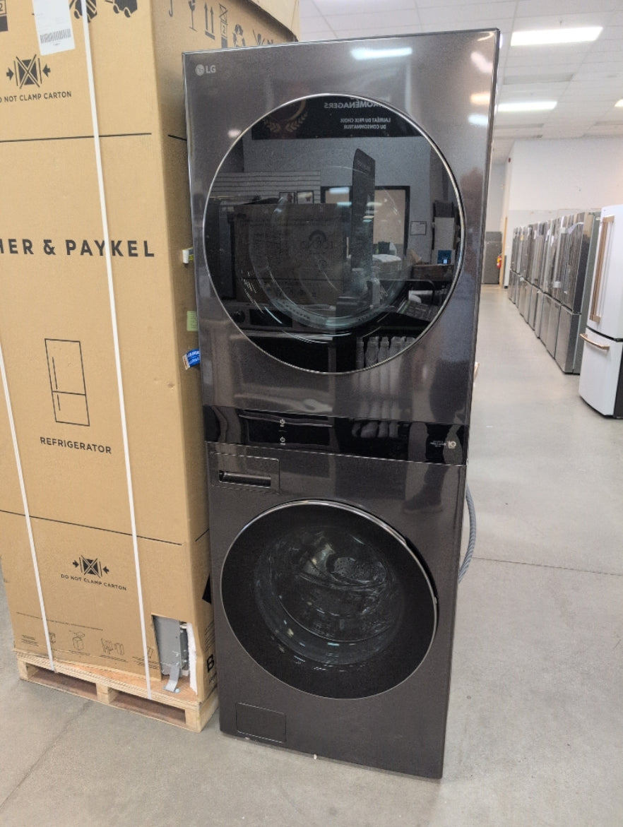 WKEX300HBA - LAVEUSE SÉCHEUSE SUPERPOSÉES - LG - Laveuse/Sécheuse Superposées - Électrique - Acier inoxydable noir - Boîte Ouverte