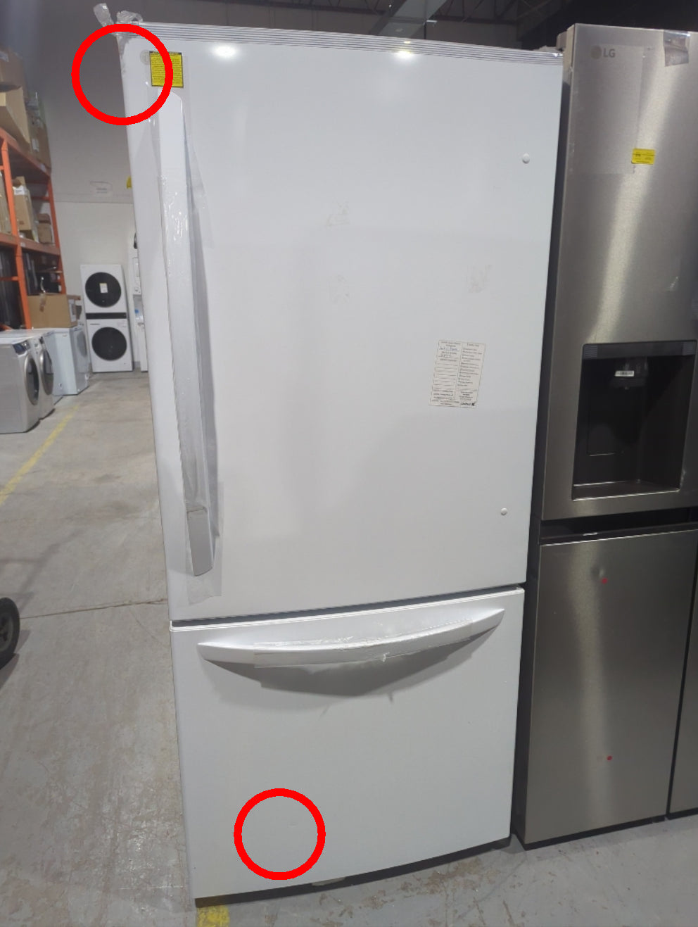 LRDNS2200W - REFRIGERATORS - LG - Bottom Freezer - White - Open Box - BonPrix Électroménagers