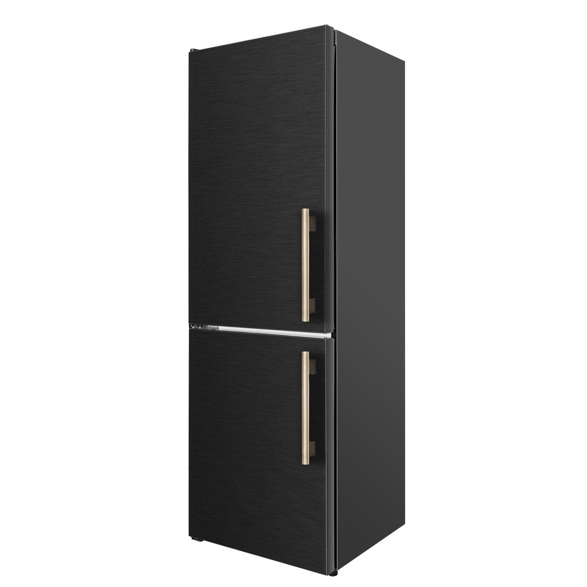 Custodia 24" Bottom Freezer, 10.3 cf., Left Swing, Ice Maker, Total No frost, Black, Antique Brass handles - BonPrix Électroménagers