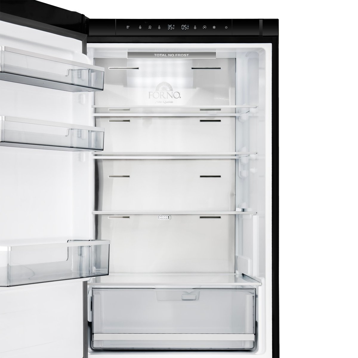 Custodia 24" Bottom Freezer, 10.3 cf., Left Swing, Ice Maker, Total No frost, Black, Antique Brass handles - BonPrix Électroménagers