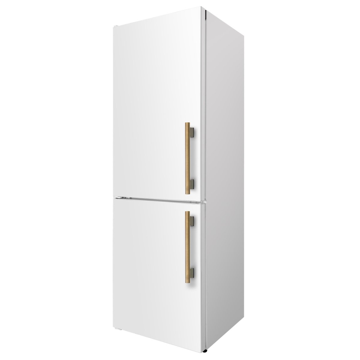 Custodia 24" Bottom Freezer, 10.3 cf., Left Swing, Ice Maker, Total No frost, White, Antique Brass handles - BonPrix Électroménagers