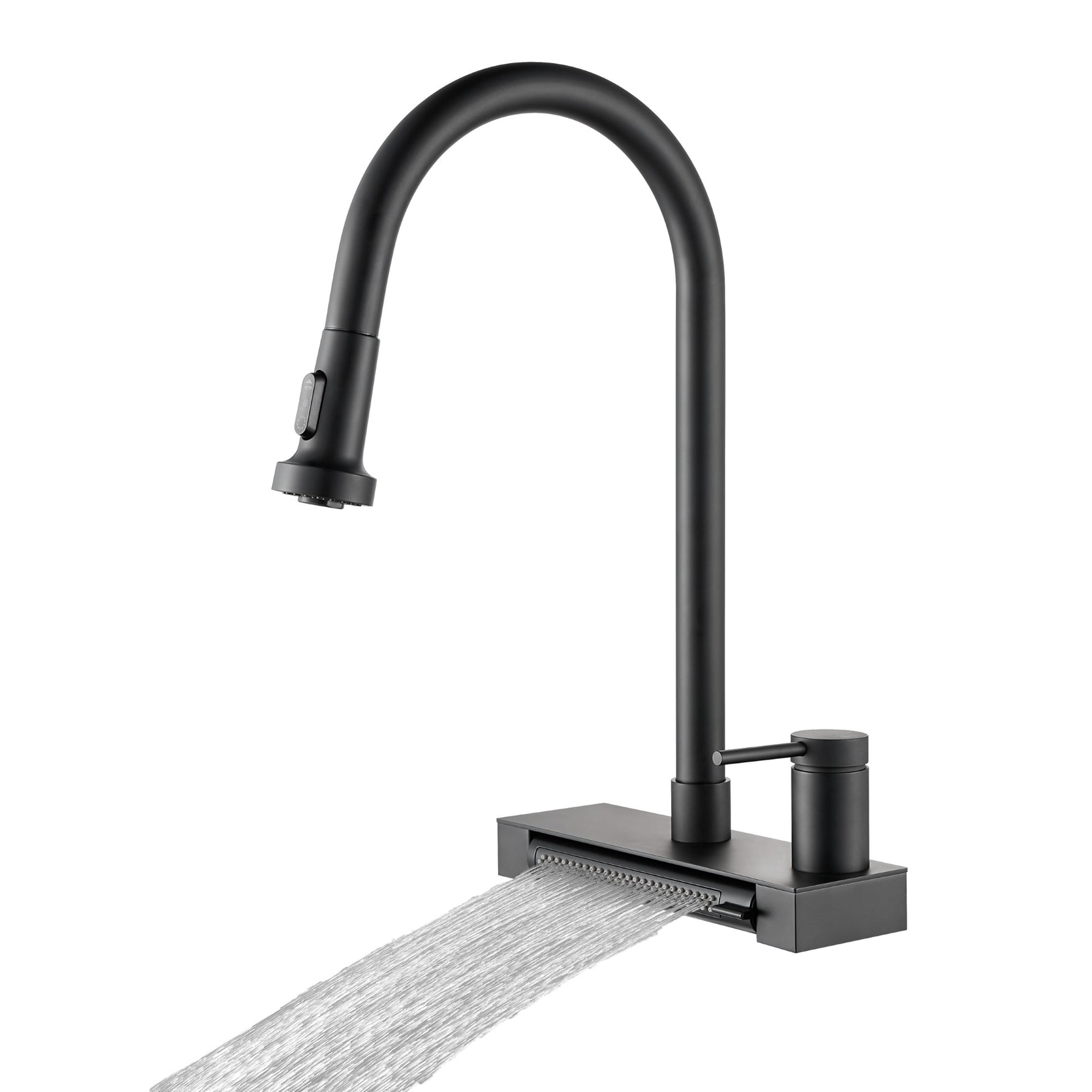 FORNO ACQUA 4 Function Waterfall  Pull-Down Kitchen Faucet Black