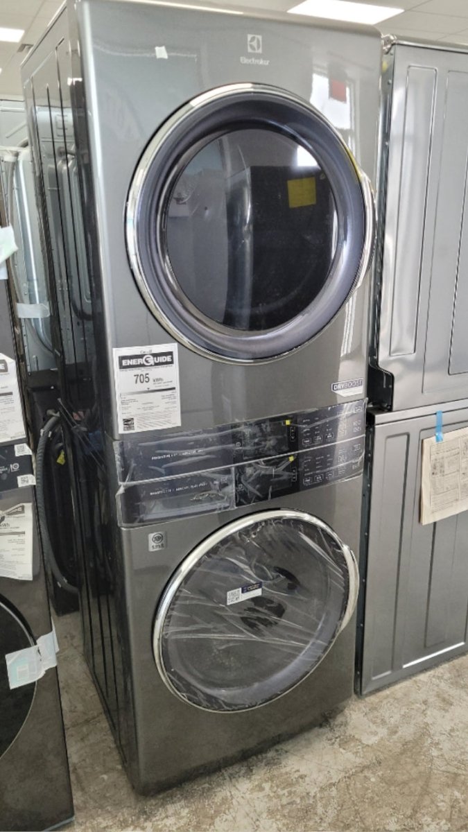 ELTE760CAT - LAUNDRY CENTERS - Electrolux - Stacked Washer/Dryer - Electric - Titanium - Open Box - BonPrix Électroménagers
