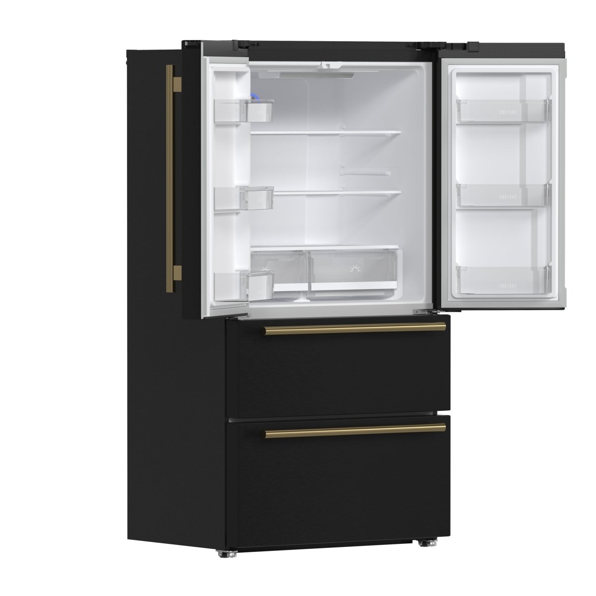 FORNO 2-Piece Black Kitchen Bundle - 30" Induction Range and 36" Bottom Freezer Refrigerator - BonPrix Électroménagers