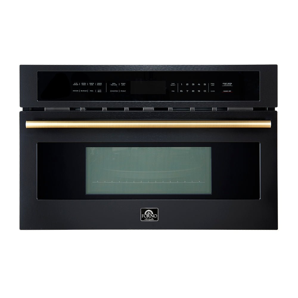 FORNO 2-Piece Kitchen Bundle - 30" Black Single Wall Oven (1333-30), 30" Black Microwave (3093-30) - BonPrix Électroménagers