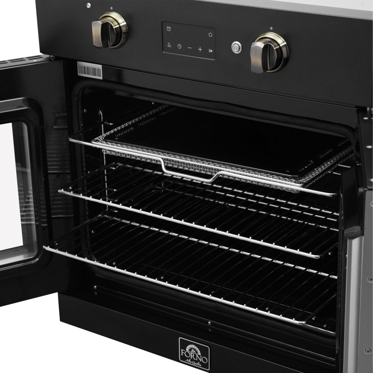 FORNO 2-Piece Kitchen Bundle - 30" Black Single Wall Oven (1333-30), 30" Black Microwave (3093-30) - BonPrix Électroménagers