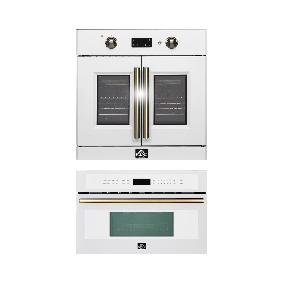 FORNO 2-Piece Kitchen Bundle - 30" White Single Wall Oven (1333-30), 30" White Microwave (3093-30) - BonPrix Électroménagers