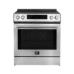 Forno Donatello Espresso 30-Inch Slide-In Stainless Steel Induction Range, Convection Oven, 5 Cooking Zones, Touch Control Panel - BonPrix Électroménagers