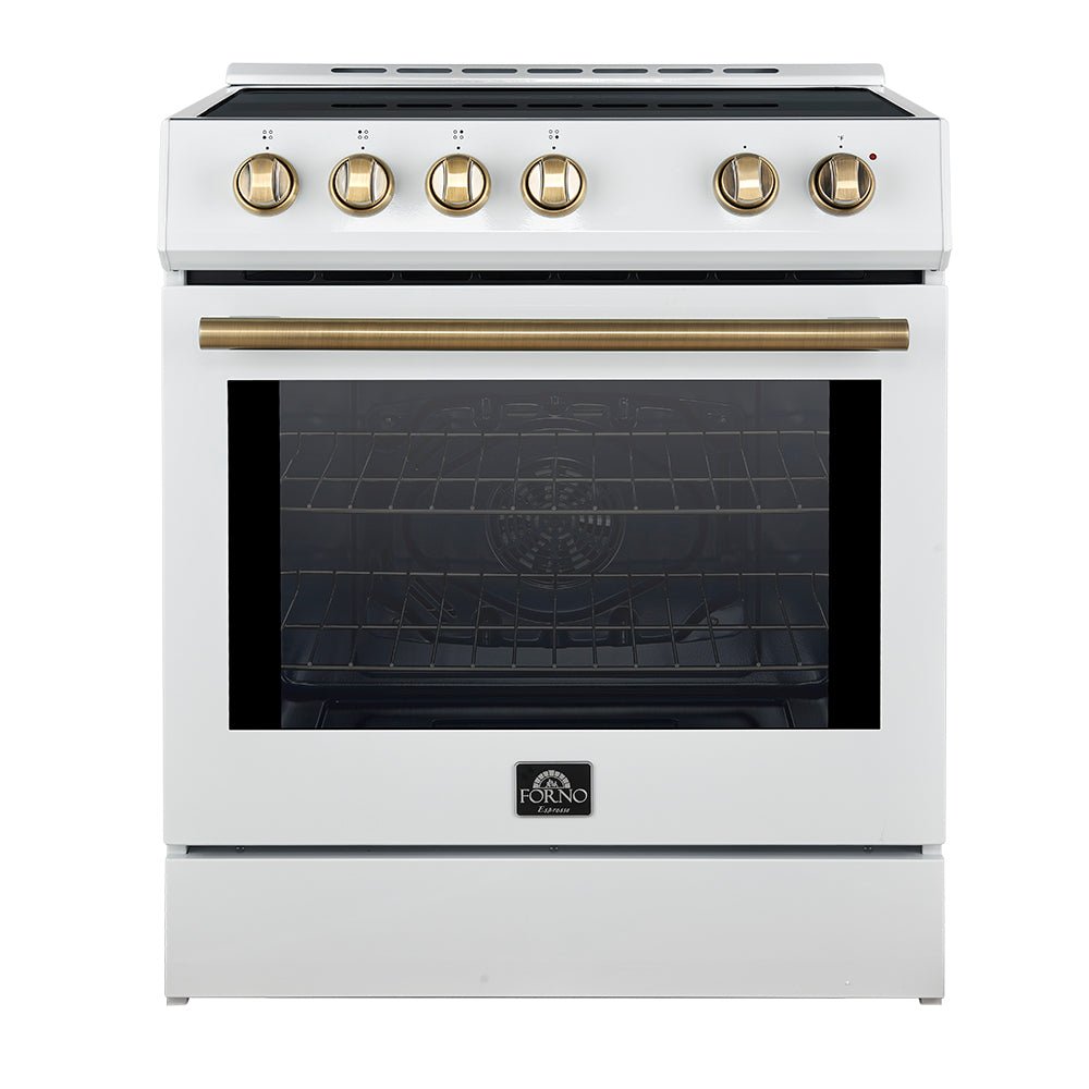 FORNO 2-Piece White Kitchen Bundle - 30" Induction Range and 31" Bottom Freezer Refrigerator - BonPrix Électroménagers
