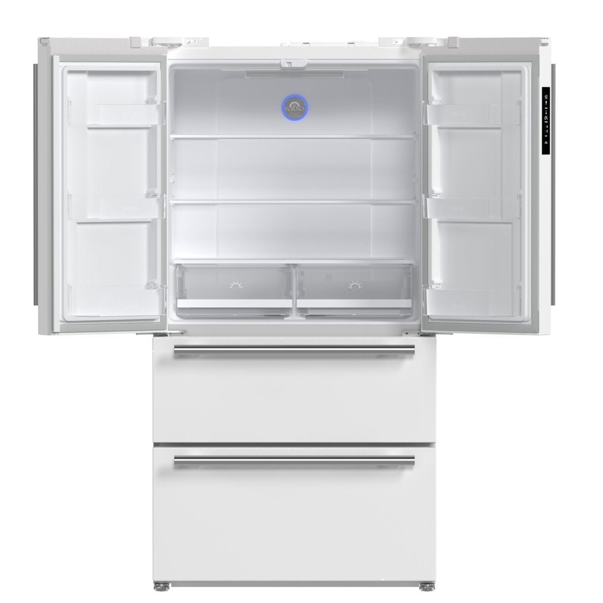 FORNO 2-Piece White Kitchen Bundle - 30" Induction Range and 36" Bottom Freezer Refrigerator - BonPrix Électroménagers