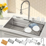 FORNO ACQUA 33 in. Drop-In/Undermount 3-Level MultiSINK Workstation Sink with Waterfall Faucet & Glass Rinser - BonPrix Électroménagers