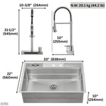 FORNO ACQUA 33 in. Drop-In/Undermount 3-Level MultiSINK Workstation Sink with Waterfall Faucet & Glass Rinser - BonPrix Électroménagers