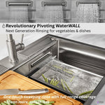 FORNO ACQUA 33 in. Drop-In/Undermount 3-Level Workstation Sink with Faucet, Waterfall & Glass Rinser - BonPrix Électroménagers