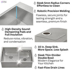 FORNO ACQUA 33 in. Drop-In/Undermount 40/60 Double Bowl Sink with Retractable Faucet & Waterfall - BonPrix Électroménagers