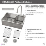 FORNO ACQUA 33 in. Drop-In/Undermount 40/60 Double Bowl Stainless Steel Sink with Waterfall Faucet - BonPrix Électroménagers
