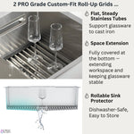 FORNO ACQUA 33 in. Drop-In/Undermount 50/50 Double Bowl Stainless Steel Sink with Faucet & Waterfall - BonPrix Électroménagers