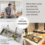 FORNO ACQUA 45 in. Drop-In/Undermount 3-Level Workstation Sink with Two Faucets & Glass Rinser - BonPrix Électroménagers