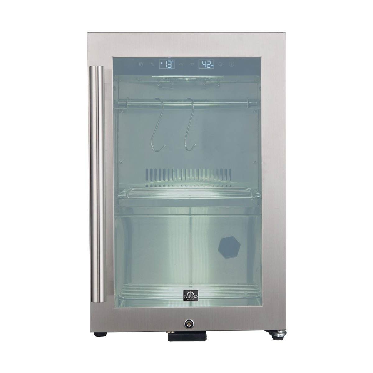 Forno Asciutto 17-Inch Dry Aging Cabinet, Stainless Steel 304, 1.84 cu.ft, LED Lighting, Adjustable Shelves - BonPrix Électroménagers