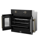 Forno Asti 30-Inch French Door Electric Wall Oven in Black & Antique Brass, 3.68 cu. ft. True Convection, 3,600W, Air Fry, Sous Vide, Self-Clean - BonPrix Électroménagers