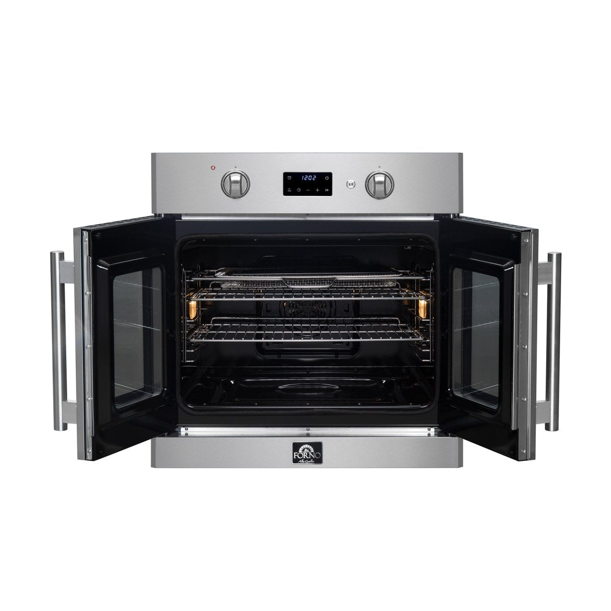 Forno Asti 30-Inch French Door Electric Wall Oven in Stainless Steel, 3.68 cu. ft. True Convection, 3,600W, Air Fry, Sous Vide, Self-Clean - BonPrix Électroménagers