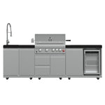 FORNO Bulnes 30-Inch BBQ, 60,000 BTU, 3 Burners with Sear & Rotisserie Infrared Burners, Stainless Steel Outdoor Kitchen with 1.8 cu.ft. Beverage Center & Black Granite Countertops - BonPrix Électroménagers