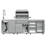 FORNO Bulnes 30-Inch BBQ, 60,000 BTU, 3 Burners with Sear & Rotisserie Infrared Burners, Stainless Steel Outdoor Kitchen with 1.8 cu.ft. Beverage Center & White Sintered Stone Countertops - BonPrix Électroménagers