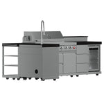FORNO Bulnes 40-Inch BBQ, 95,000 BTU, 5 Burners, Sear & Rotisserie Infrared with Side Burner, Stainless Steel Outdoor Kitchen with 1.8 cu.ft. Beverage Center & Black Granite Countertops - BonPrix Électroménagers