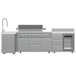 FORNO Bulnes 40-Inch BBQ, 95,000 BTU, 5 Burners, Sear & Rotisserie Infrared with Side Burner, Stainless Steel Outdoor Kitchen with 1.8 cu.ft. Beverage Center & White Sintered Stone Countertops - BonPrix Électroménagers