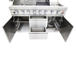 FORNO Bulnes 40-Inch BBQ, 95,000 BTU, 5 Burners, Sear & Rotisserie Infrared with Side Burner, Stainless Steel Outdoor Kitchen with 1.8 cu.ft. Beverage Center & White Sintered Stone Countertops - BonPrix Électroménagers
