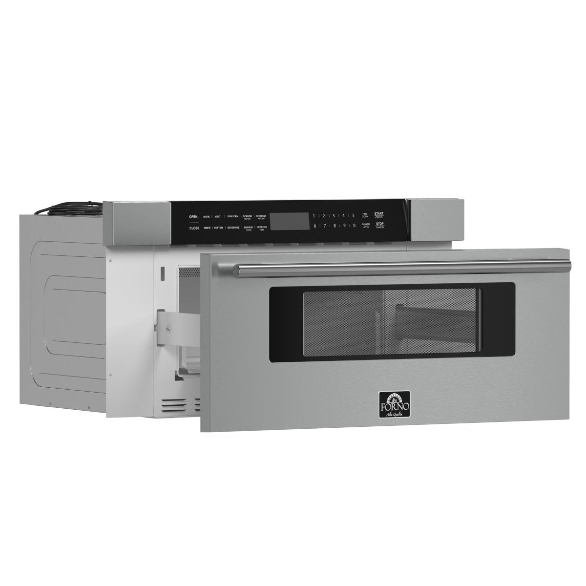 Forno Capoliveri 30-Inch Microwave Drawer, Stainless Steel, 1.2 cu.ft, 1500 Watts, Built-In, Touch Control LCD Display, Auto-Touch Open/Close, 11 Power Levels, Sensor Cooking - BonPrix Électroménagers