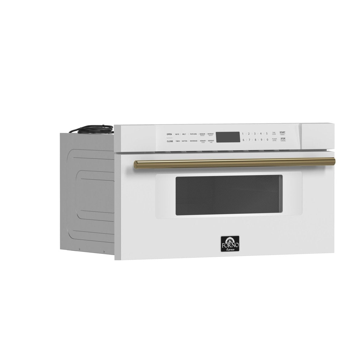Forno Capoliveri Espresso 30-Inch Microwave Drawer, White, 1.2 cu.ft, 1500 Watts, Built-In, Touch Control LCD Display, Auto-Touch Open/Close, 11 Power Levels, Sensor Cooking - BonPrix Électroménagers