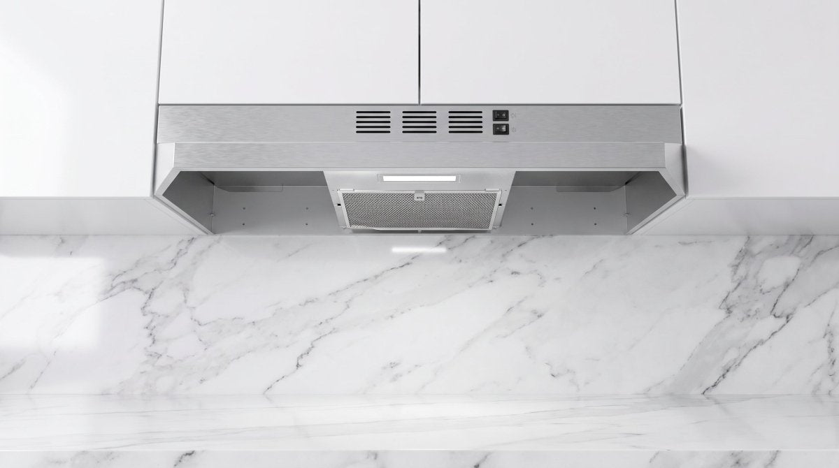 Forno Cappa 30-Inch Under Cabinet Range Hood, Stainless Steel, 200 CFM, Convertible, LED Lighting - BonPrix Électroménagers