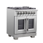 Forno Capriasca 30-Inch Freestanding French Door Dual Fuel Range, 4 Burners, True Convection Oven - BonPrix Électroménagers