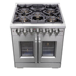 Forno Capriasca 30-Inch Freestanding French Door Dual Fuel Range, 4 Burners, True Convection Oven - BonPrix Électroménagers