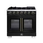 Forno Capriasca 36-Inch Black Freestanding French Door Gas Range, 6 Burners, Convection Oven, Energy Efficient - BonPrix Électroménagers