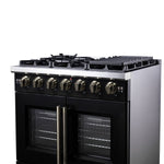 Forno Capriasca 36-Inch Black Freestanding French Door Gas Range, 6 Burners, Convection Oven, Energy Efficient - BonPrix Électroménagers