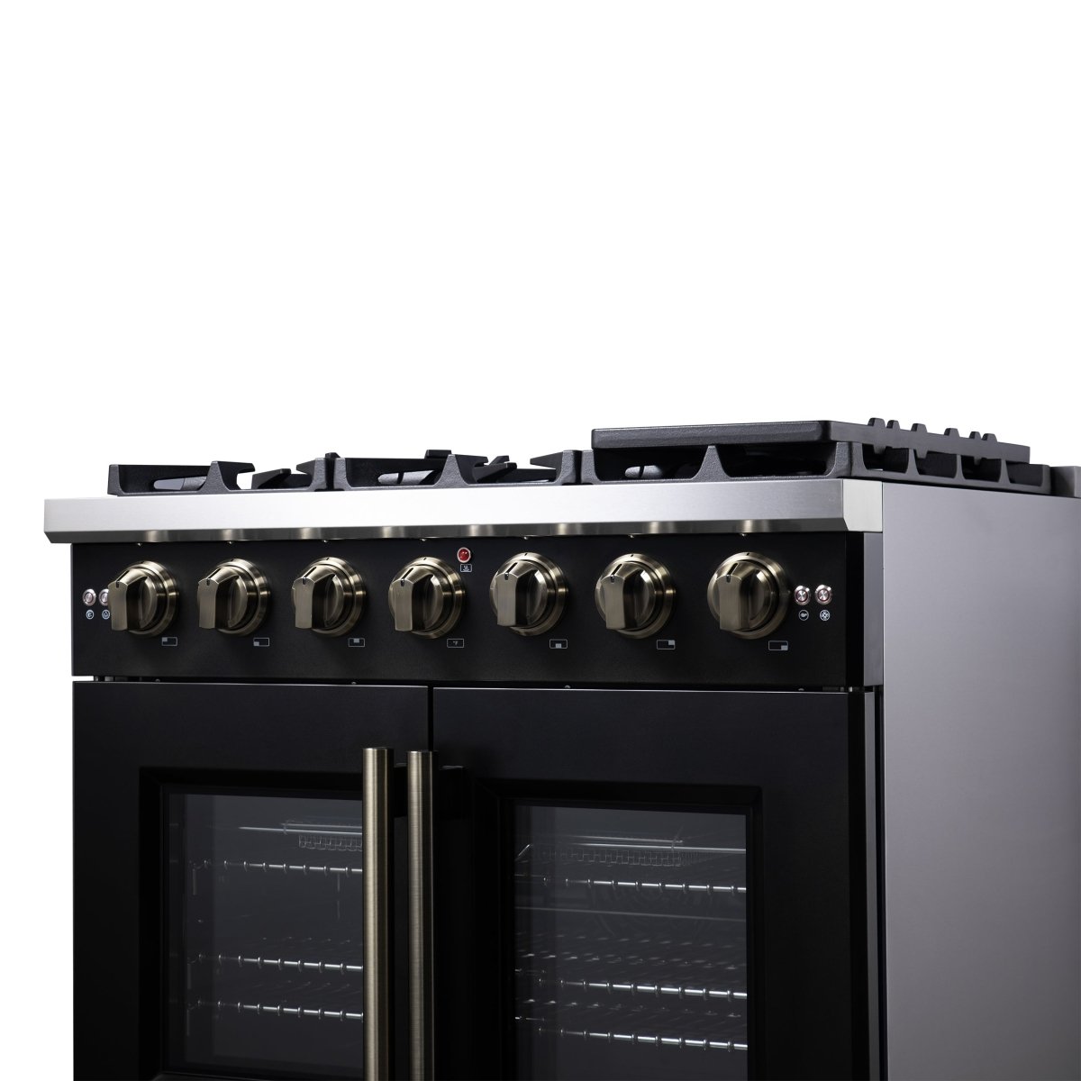 Forno Capriasca 36-Inch Black Freestanding French Door Gas Range, 6 Burners, Convection Oven, Energy Efficient - BonPrix Électroménagers